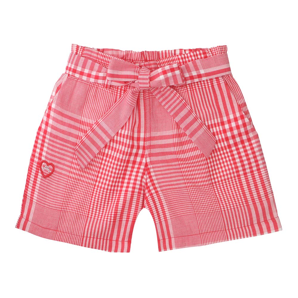 Chequered belted shorts