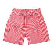 Chequered belted shorts