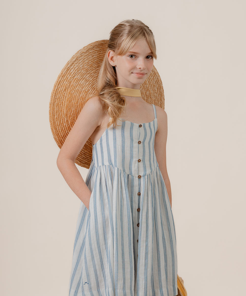 Cotton gauze dress with straps